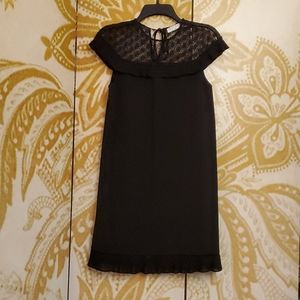 SANDRO Little Black Dress with lace & ruffles 1/S
